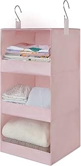 GRANNY SAYS 3-Shelf Hanging Closet Organizer, Collapsible Closet Hanging Shelves, Nursery Hanging Organizer, Pink, 29 ½" H X 12" W X 12" D, 1-Pack