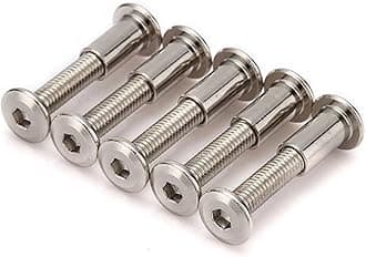 Rely®⇒VP INDUSTRIES (Combo Set -10 Pcs) M8x80 mm Nickel Allen JCB Screw with JCB Female Sleeve Barrel Nut + Allen Key 1 pc | Fastener for Joining Wood Boards, Cabinets, Cupboards,Chairs & Beds