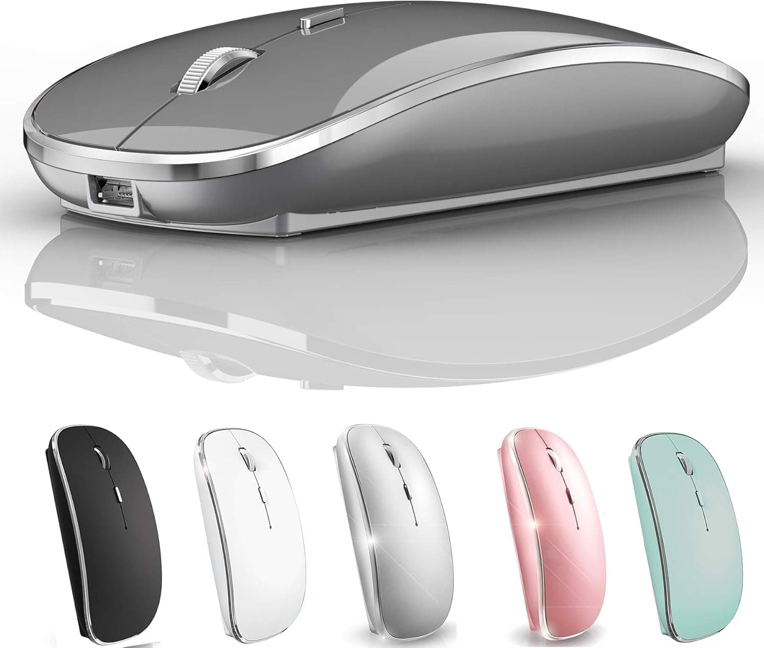 Wireless Mouse for MacBook Pro MacBook Air Laptop Mac iMac Desktop Computer (Gray)