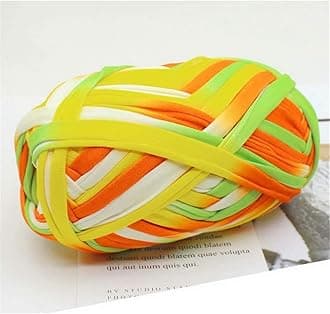1 PCS Colorful T-Shirt Yarn Knitting Yarn Fabric Crochet Cloth for DIY Knitted Fabric Art (#53 Yellow&Green)