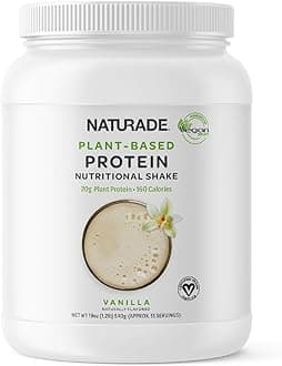 Naturade 20g of Protein Powder - Gluten Free, Dairy & Soy Free, Non-GMO, No Cholesterol - Recovery w/Amino Acids - Vanilla (15 Servings)