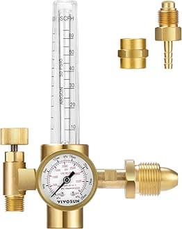 VIVOSUN Argon/CO2 Regulator, Mig Tig Flow Meter Gas Regulator, Emitter System with 50 PSI Fixed, Max. 4000PSI, CGA580 Inlet Pressure, Precise Brass Gas Regulator Gauge Welding Weld