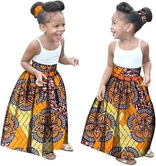 XIAOHUAGUA Little Girl’s African Wax Print Skirts Bohemian Ankara High Waist Long Skirt for Kids Girls Kente Clothes 7-12T