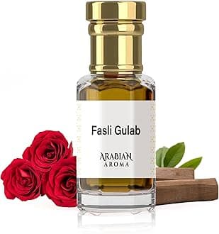 Fasli Gulab Attar | Traditional Indian Red Rose Perfume Fragrance | Long-Lasting Oil-Based Attar for Men & Women | 100% Pure Rose Essence Perfume | Alcohol Free (6ml)