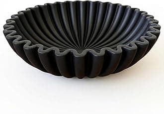 OAKOA Concrete Black Decorative Bowl for Home Decor - Black Fruit Bowl for Kitchen Counter - Black Bowl Decor - Modern Fruit Bowl Black - Centerpiece Bowl
