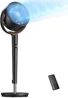 Fan for Bedroom, 120° Oscillating Standing Fan, Quiet Floor Fan with DC Motor, Pedestal Fan for Room, 9 Speeds, 4 modes, 20dB, 120° Manual Vertical, 37-42" Adjustable Height, 9H Timer, Dark Gray