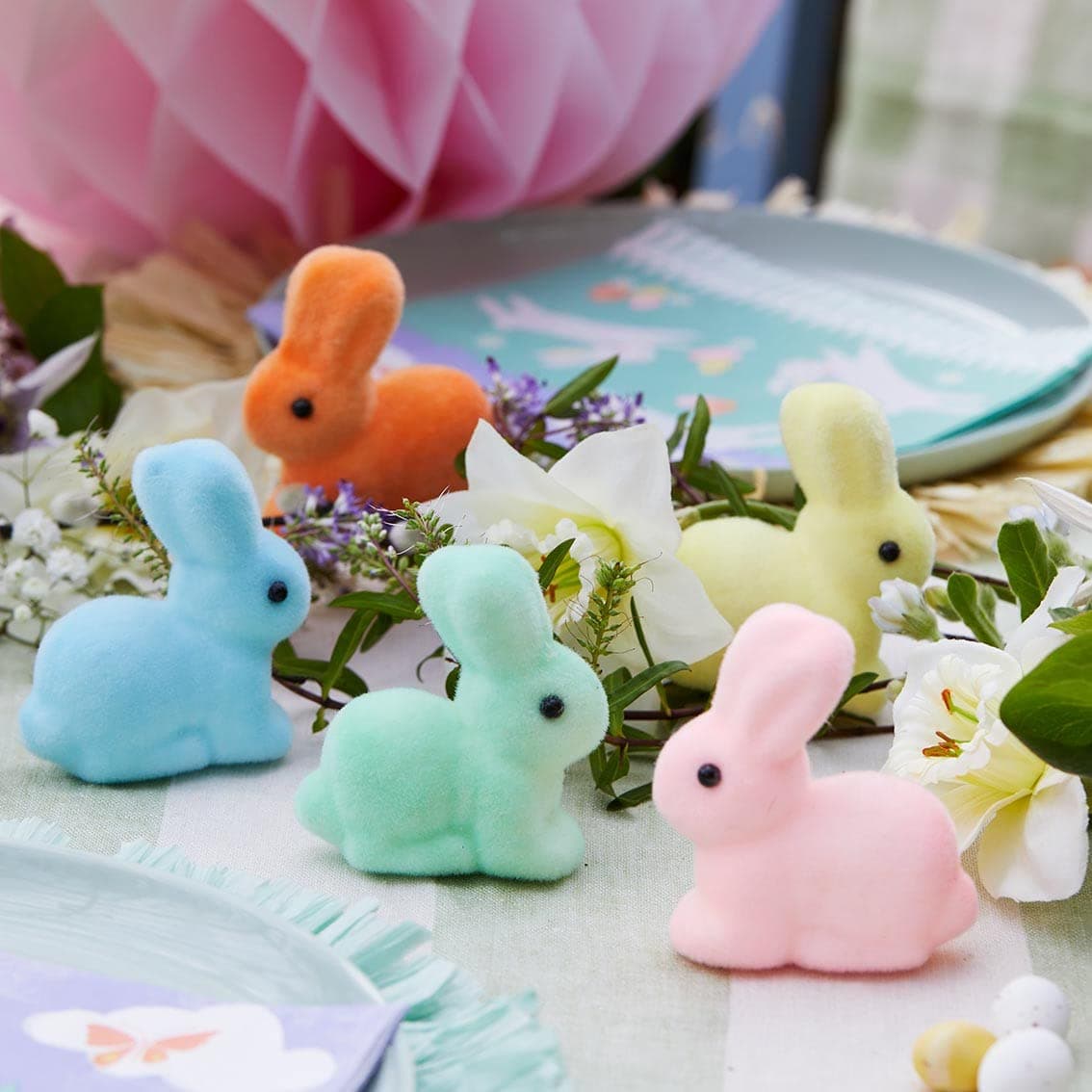 Talking Tables Pack of 5 Easter Table Decorations | Mini Pastel Bunnies Rabbit Figurine for Egg Hunt, Kids, Spring