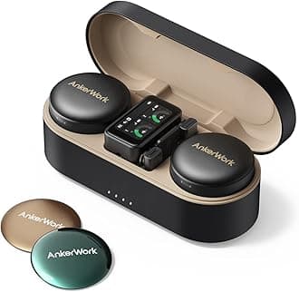 AnkerWork M650 Wireless Lavalier Microphone by Anker, Pro Noise Cancellation, Swap Colorful Covers, 2-Channel Quality Pickup, 200m Transmission, 15H Battery, Easy to Use for Vlogs, Not for Conference