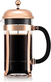 Bodum Chambord French Press Coffee Maker, Glass, 34 Ounce, 1 Liter, Copper