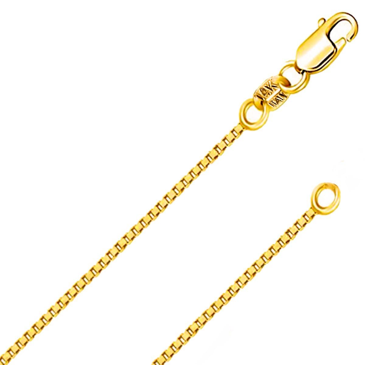 REAL Solid 14K Yellow or White Gold 0.50mm - 1.3mm Diamond-Cut Square Mirror Box Veneziana Chain Necklace with Lobster Claw Clasp | Multiple Lengths Available | Men Women | MADE IN ITALY