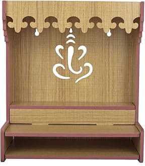 Wooden MDF Door Temple for Pooja | Elegant Mandir with Doors | Home Temple for Worship & Decor (527)