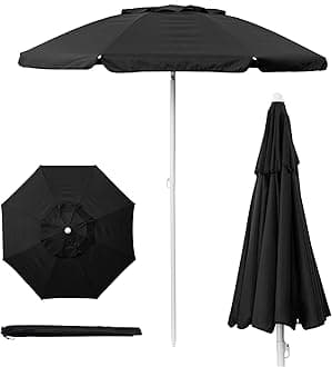 ONIVA - a Picnic Time Brand Outdoor Canopy Sunshade Beach Umbrella 5.5' - Small Patio Umbrella - Beach Chair Umbrella, (Black)