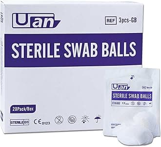 60 Balls Sterile Gauze Balls Gauze Sponge Cotton Balls Gauze Swab Sterile (M) (3balls/Pack)