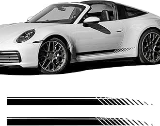 2Pcs Sports Racing Stripe Graphic Stickers, Side Door Vinyl Decals, Universal Car Decoration Accessories (Black)