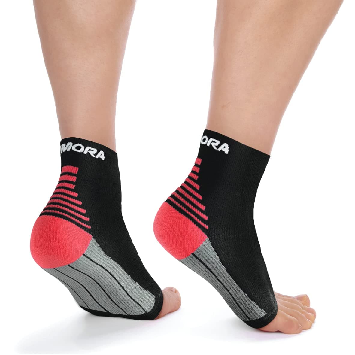 Rymora Foot Compression Socks Sleeves - Ease Plantar Plantar Fasciitis Discomfort and Foot Aches - Supports Heel, Arch & Ankle (One Pair) (Black) (Large: 25-29cm Arch Circumference) [L]