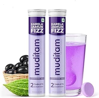 Muditam Ayurveda Karela Jamun Fizz-40 Tablets | Ideal For 20 Days (Karela Jamun Juice) | Helps in High Sugar Condition | Promotes Healthy Glucose Levels | Boosts Digestive Health