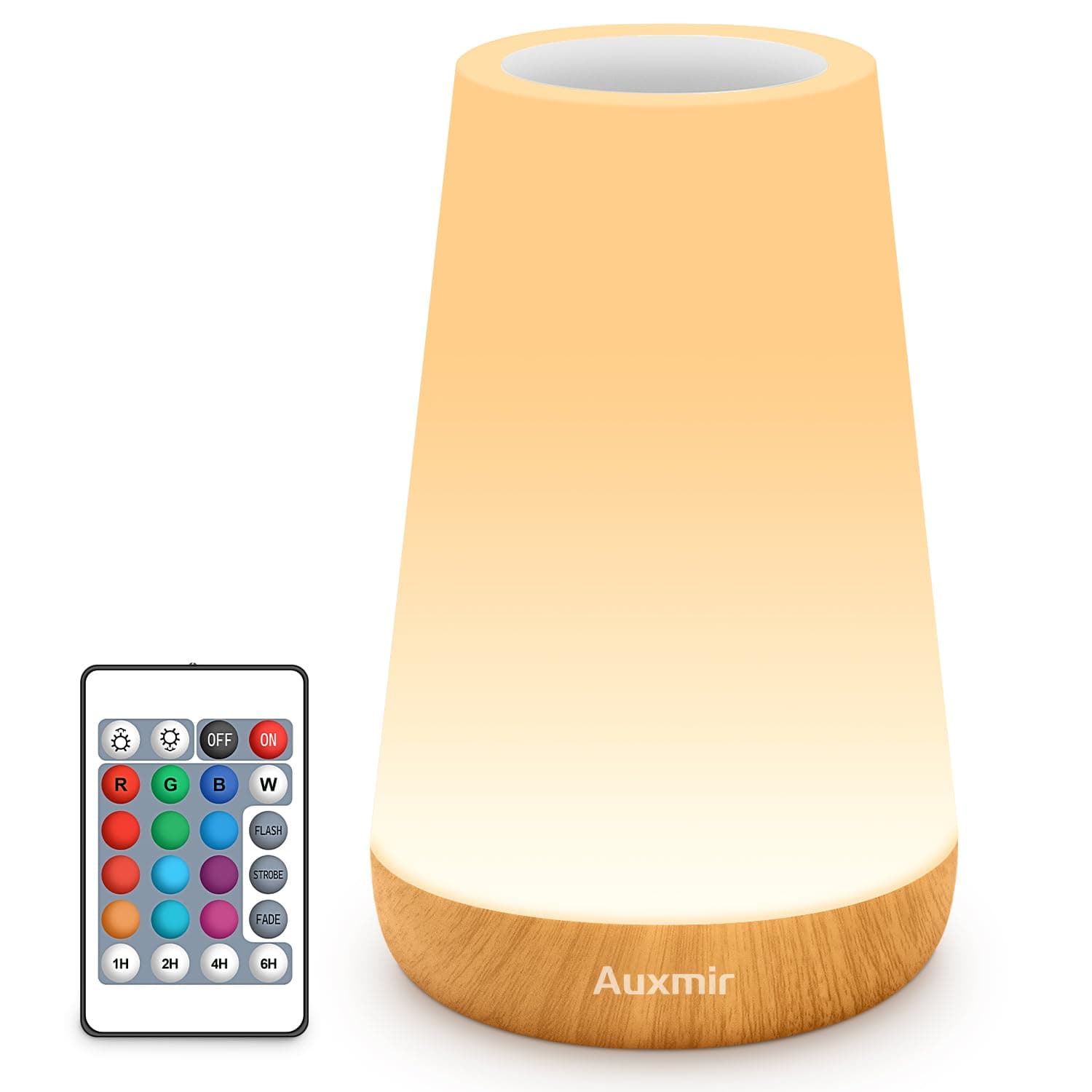 – Auxmir Night Light, LED Touch Bedside Table Lamp, Remote Control Dimmable Light with RGB Color Changing, USB Rechargeable, Portable Lamp for Children, Kids, Bedroom, Living Room, Camping