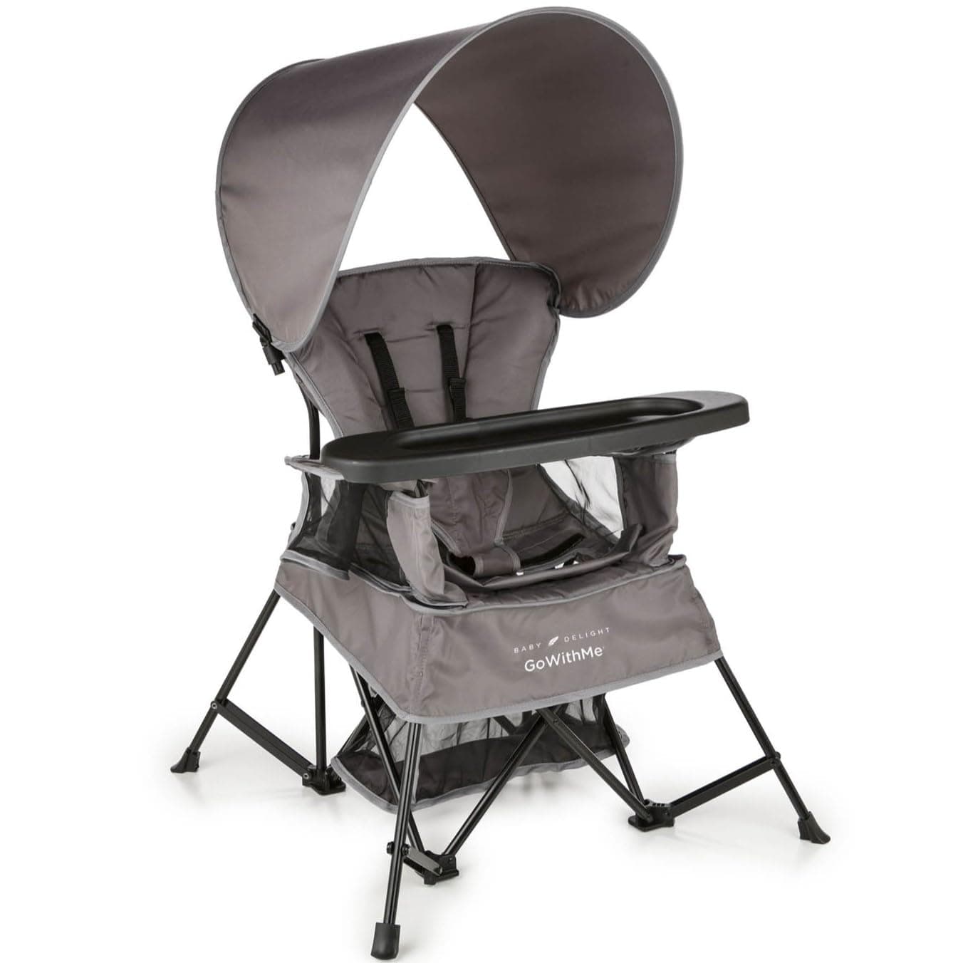 Go with Me Venture Portable Chair | Indoor and Outdoor | Sun Canopy | 3 Child Growth Stages | Grey