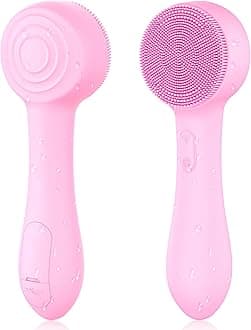 Facial Cleansing Brush Silicone Face Scrubber Waterproof Rechargeable Exfoliator Massage Device for Men & Women, Deep Pore Cleansing, Exfoliating, Removing Blackhead Electric Face Scrub Brush (Pink)