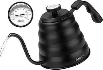 Tea Kettle with Thermometer Pot Black Stovetop Tea Kettle 40oz Gooseneck Kettle Teapot Pour Over Coffee Kettle with Thermometer,1200ml,6 Cup,Black,1Pack