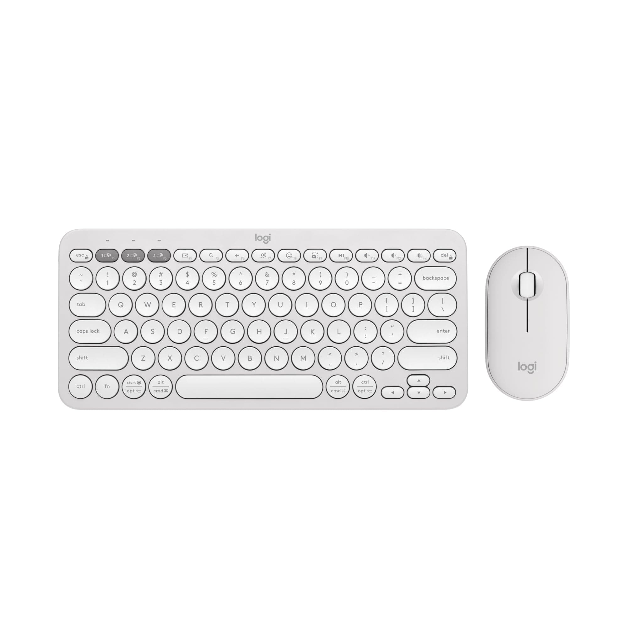 Logitech Pebble 2 Combo, Wireless Keyboard and Mouse, Quiet and Portable, Customisable, Logi Bolt, Bluetooth, Easy-Switch for Windows, macOS, iPadOS, Chrome - Tonal White