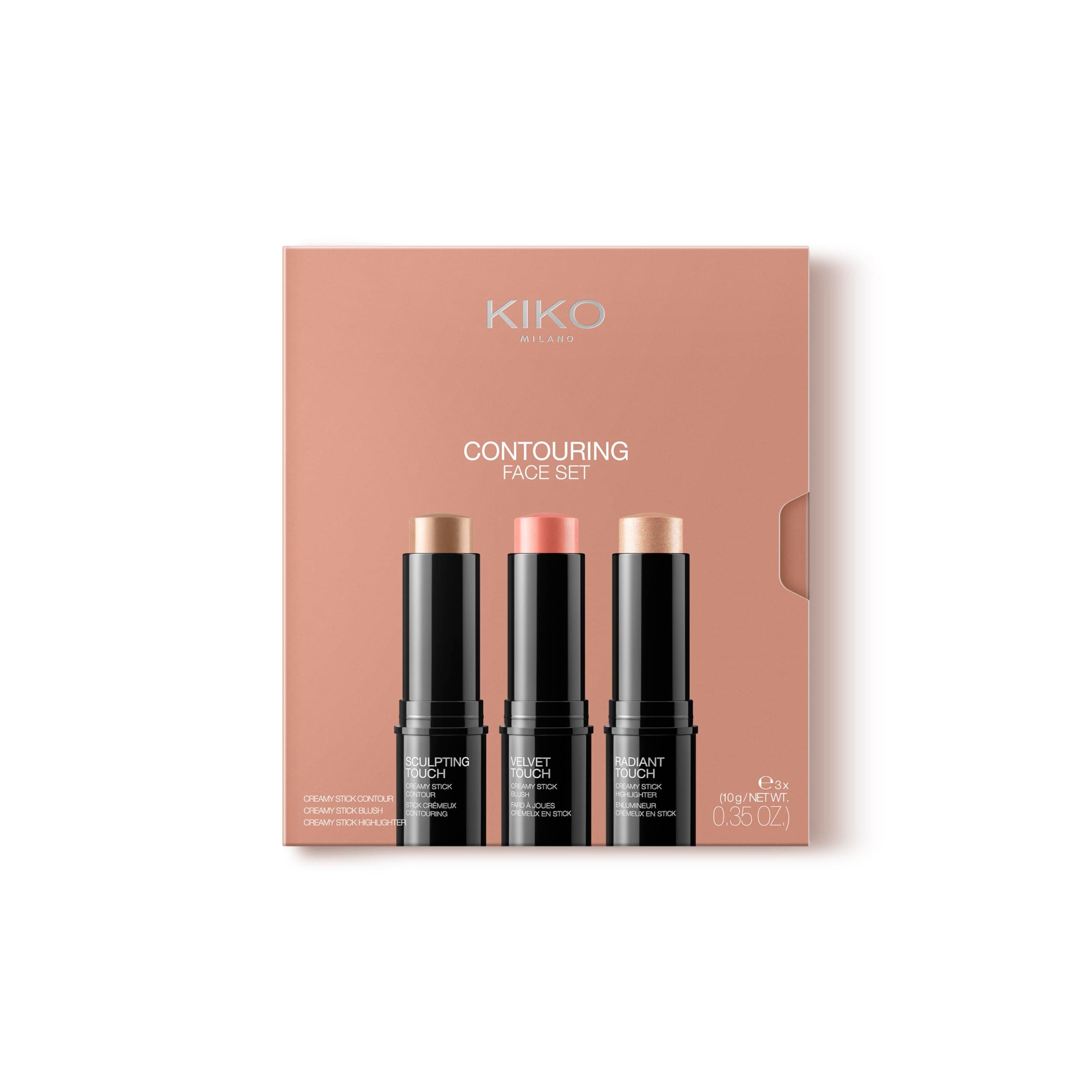 KIKO Milano Contouring Face Set 01| Make-Up Kit With 3 Sticks: Blush, Highlight And Face Contour