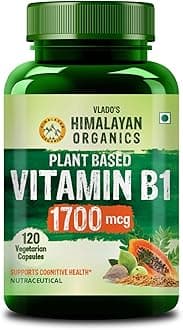 Vlado's Himalayan Organics Plant-Based Vitamin B1 1700Mg Supplement For Men and Women| Rich in Antioxidants | Supports Memory And Energy (120 Capsules)