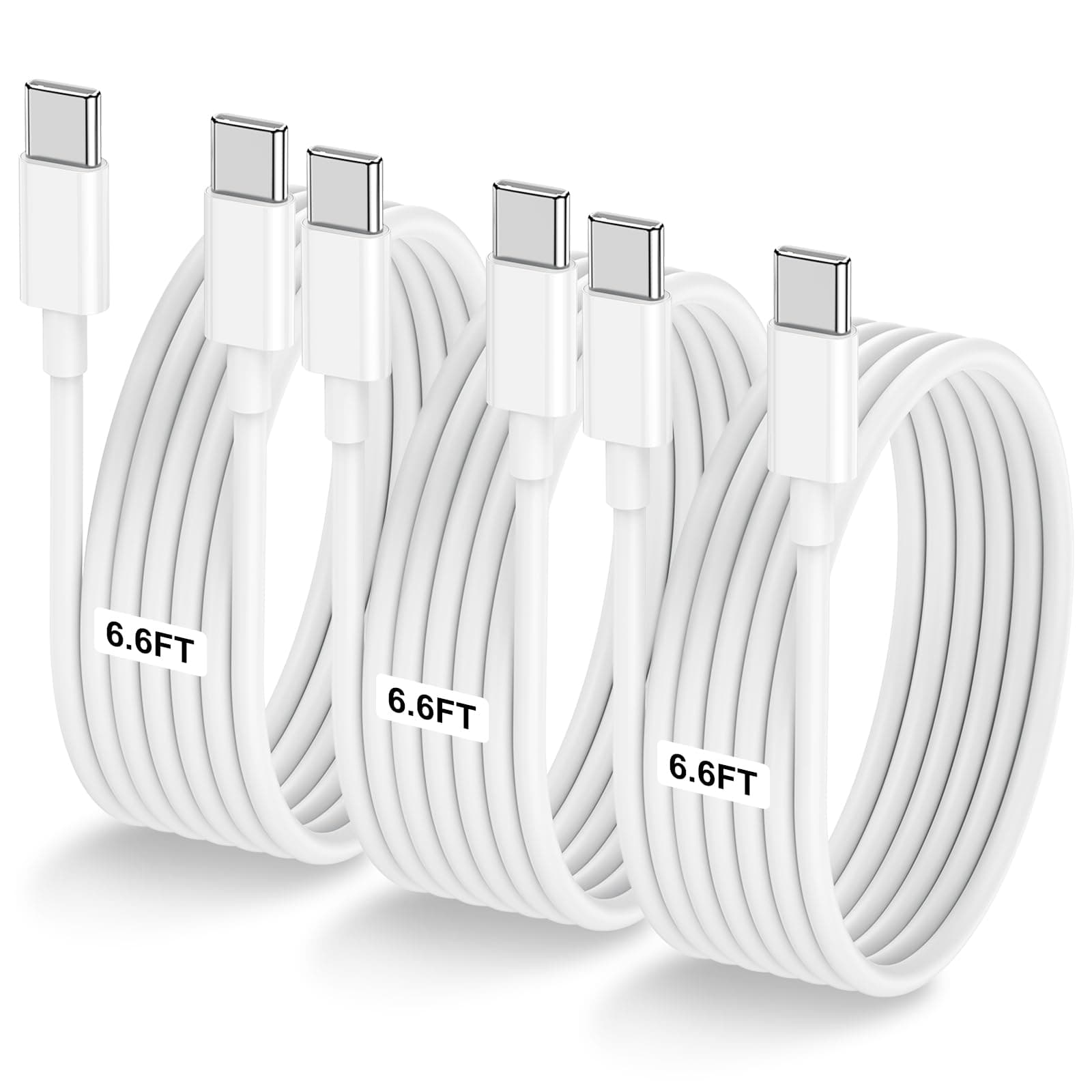 3-Pack 6.6FT 60W USB C to USB C Cable, Type C to Type C Cable,Fast Charging Cable for iPhone Air 17 16e 16 15 Pro Plus Pro Max，for Galaxy S25/S24, for iPad Pro/Air/mini, for MacBook Pro/Air and More