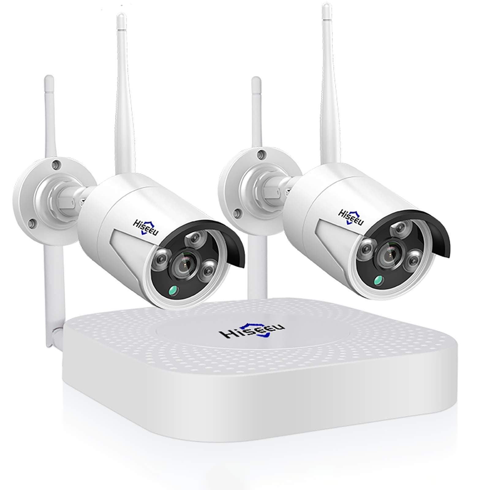 2CH 1080P HD Video Wireless Security Camera System,HisEEu Extensible 4 Channel 1080P WiFi NVR Kits for 2PCS 1.3MP Wireless Waterproof Bullet IP Cameras,Indoor/Outdoor,WiFi Camera