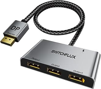 DisplayPort Splitter for 3 Monitors Adapter |4K@60Hz| DP Splitter Extended Display 1 in 3 Out MST Hub for Multiple Monitor Compatible with PC,NVIDIA/AMD Graphic Card