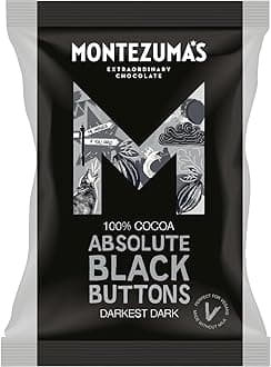 Montezuma's Absolute Black, 100% Cocoa, Darkest Dark Buttons, Gluten Free & Naturally Vegan, 120g Bag