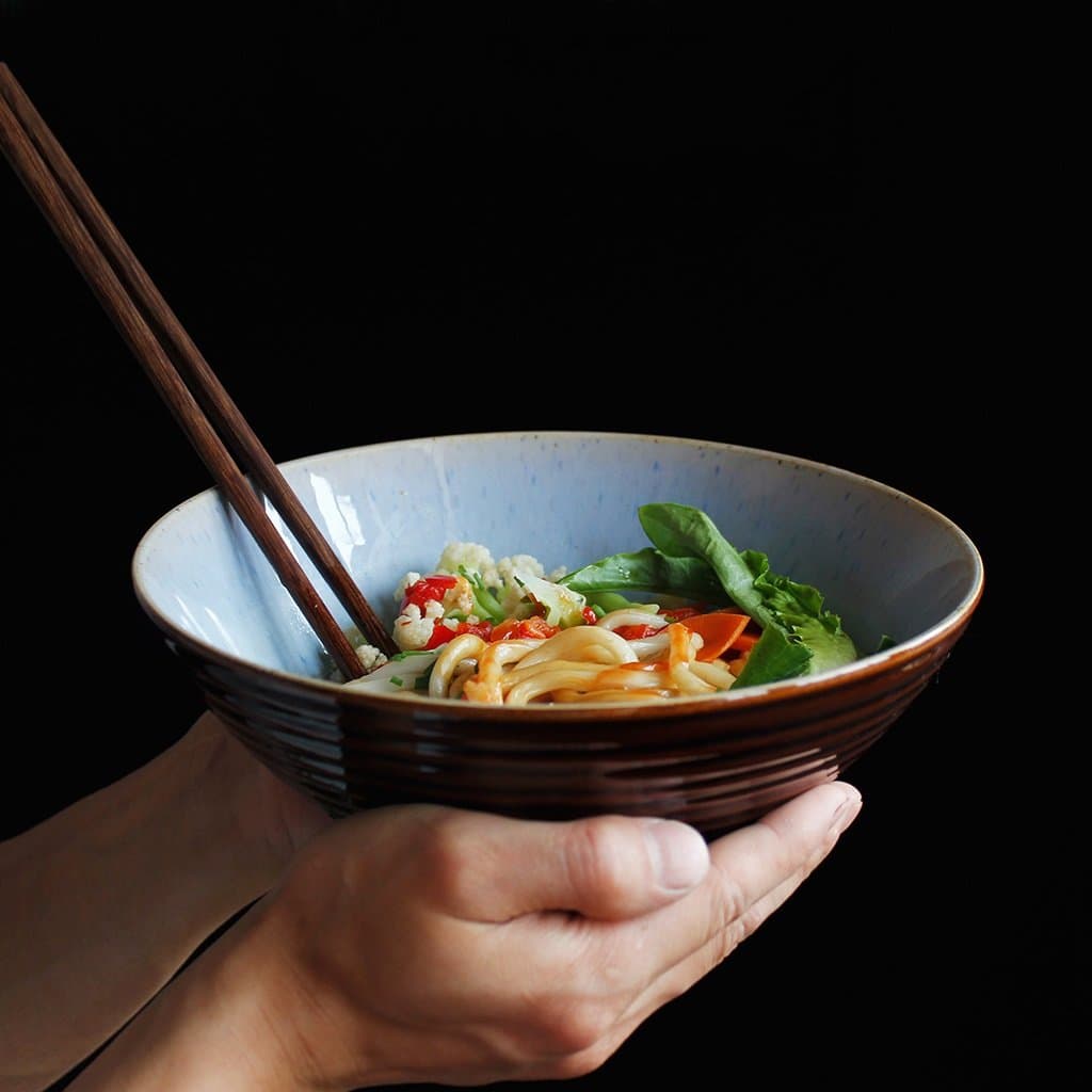 August half Japanese-style Retro Ceramic Tableware Fruit Salad Ramen Soup Large Bowl