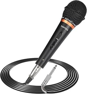 Premium Vocal Dynamic Handheld Microphone with 19ft Detachable XLR Cable and ON/Off Switch (Metal Black) (H-W07)