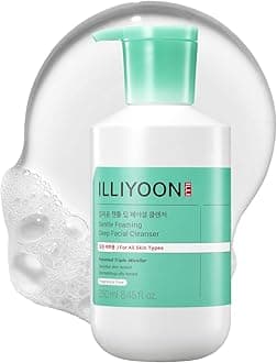 Illiyoon Gentle Deep Facial Cleanser | Low pH Gel-to-Foam Face Wash for Sensitive Skin, Hydrating Gel Cleanser & Daily Makeup Remover, Korean Skincare, 8.45 fl.oz.