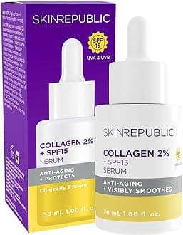 Skin Republic 2% Collagen SPF 15 Anti-Aging Serum to reduce fine lines and wrinkles, Helps keep skin plump and firm for a youthful look (30ml)