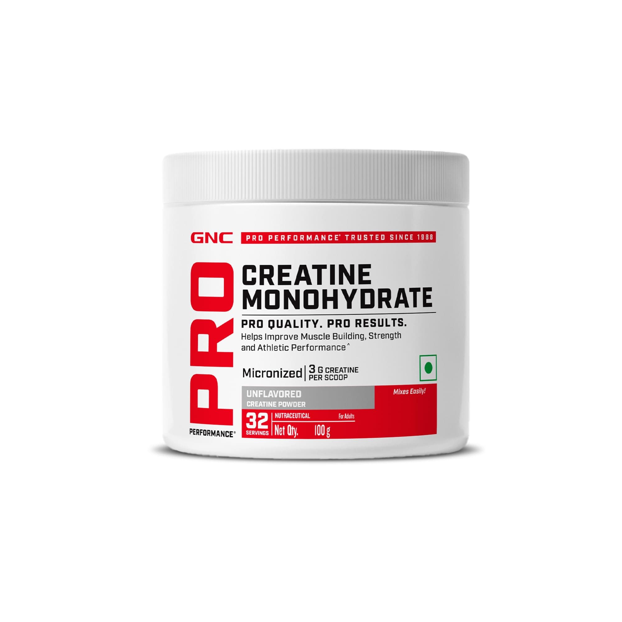 Pro Performance Creatine Monohydrate - 3000mg Creatine Per Scoop | Micronized for Faster Absorption | Boosts Energy, Muscle Volume & Performance | Gluten-Free | Unflavored | 100gm