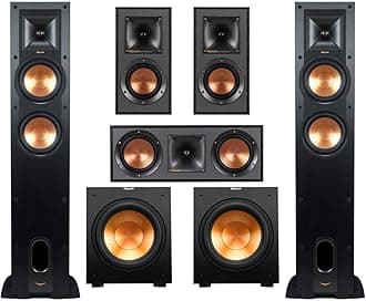 Reference 5.2 Home Theater Pack with (2) R-26FA Floorstanding Speaker, (2) R-12SW Subwoofer, R-25C Center Channel Speaker and 2, R-41M Bookshelf Speaker, 2X R-12SW Subwoofers, Black