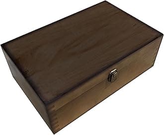 GUYTRENDz Stained Wooden Keepsake Box, Large Memory Box for Keepsakes, Decorative Storage Box for Memories, Jewelry, & Photos, Memorial Boxes for Men & Women