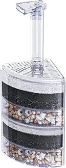Pawfly Aquarium Corner Sponge Filter Quiet Small Fish Bio Foam Filter with Natural Stones Gravels and Ceramic Rings for Betta Fry Shrimp Fish Tanks up to 50 Gallons (Air Pump Not Included)