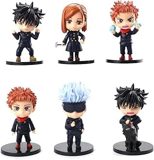 Trunkin Jujutsu Kaisen Action Figures 6 Pcs Set 10 cms Rubber Figure | (Set B) Itadori Yuji Fushiguro Megumi Action Figure Gojo Satoru | Model Anime Toys Figurine,Multicolor