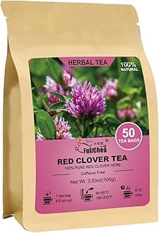 Red Clover Tea Bags, 50 Teabags - Pure Red Clover Herb - Non-GMO - Caffeine-Free - Rich in Antioxidants & Supports Wellness
