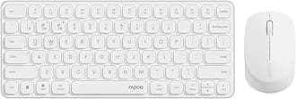 RAPOO 9010M Wireless Keyboard Mouse Set, Wireless, Bluetooth, 5.0/4.0/2.4GHz, Quiet Click, Connect 4 Devices Simultaneously, Battery Powered, White
