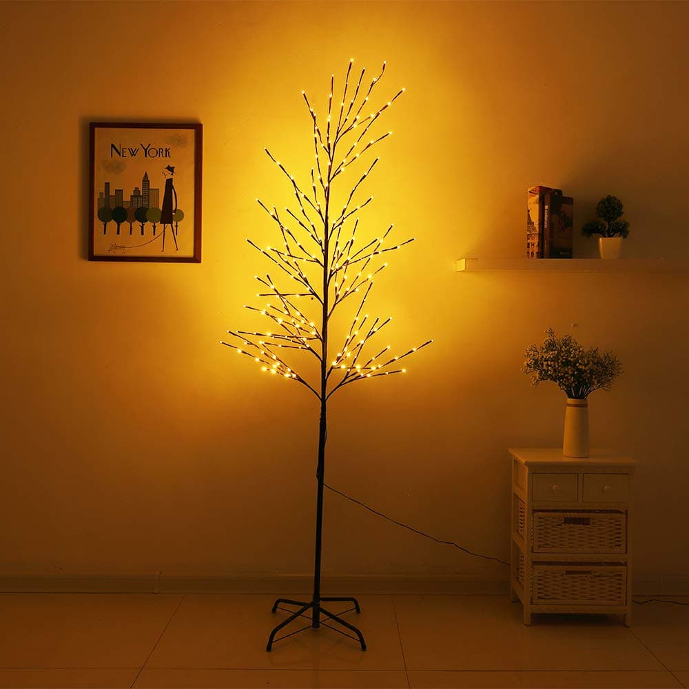 WED 200LED Branch Lights Tree Light, Twig Light Willow Warm White Light 6Ft Floor Lamp for Home Party Indoor and Outdoor Christmas Decoration