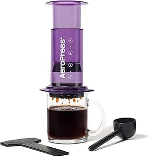 Clear Coffee Press – 3 In 1 Brew Method Combines French Press, Pourover, Espresso, Full Bodied Coffee Without Grit or Bitterness, Small Portable Coffee Maker for Camping & Travel, Purple