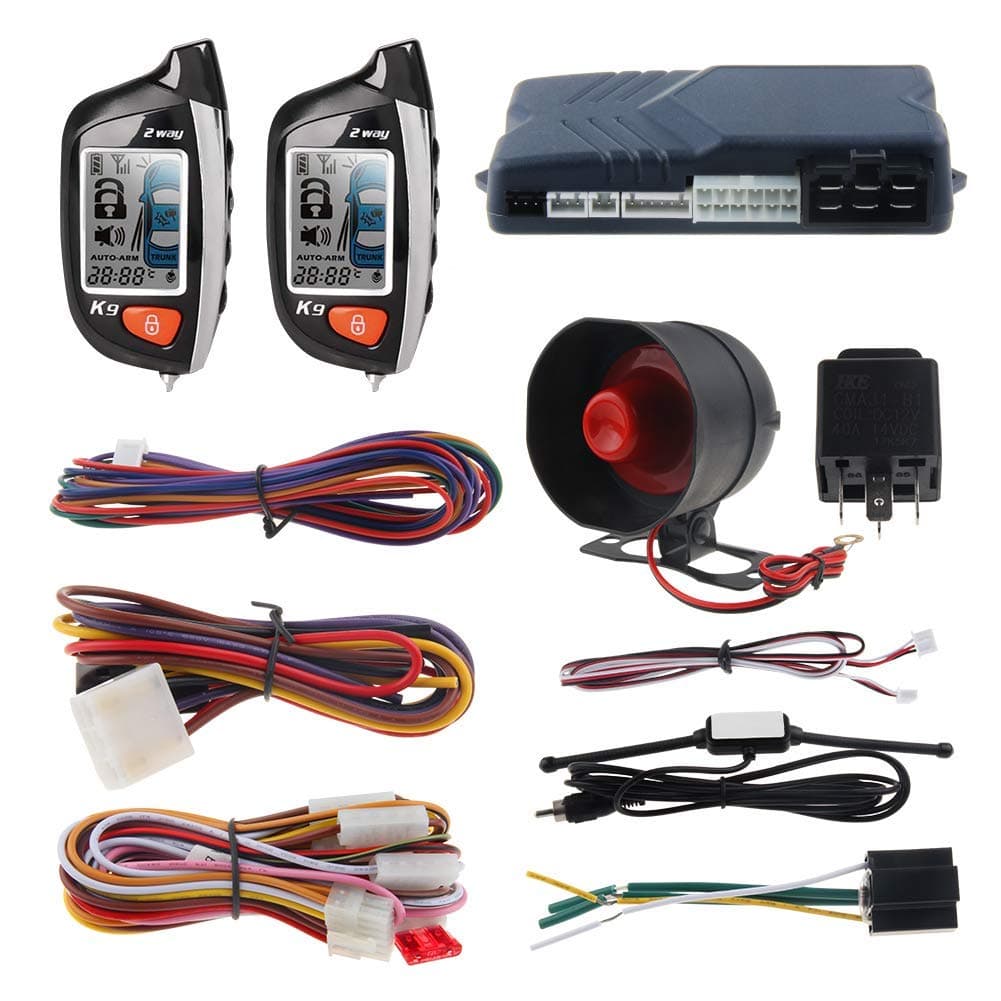 EASYGUARD EC200-K9 2 Way Car Alarm System with LCD Pager Display Remote Engine Start Turbo Timer Mode Shock Alarm DC12V Long Remote Range