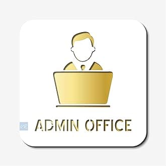 Vertical Root Inc® Premium White Gold Finish Acrylic Admin Office Door Sign Easy to Mount Self-Adhesive Tape Signage for Hotel Office Resort Society Corporate Business.