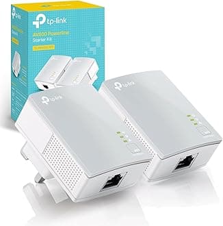 TP-Link TL-PA4010 KIT AV600 Powerline Adapter Starter Kit, HomePlug AV2 Powerline Network Adapters, Up to 600Mbps, 1× Fast Ethernet Port, Plug and Play, Energy Saving Mode, 300M Range