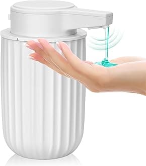 Automatic Soap Dispenser Liquid Touchless: 9oz Plastic White - Rechargeable Electric Smart 3-Level Adjustable Modern Auto Soap Dispenser - Bathroom Kitchen Hand Dish Lotion