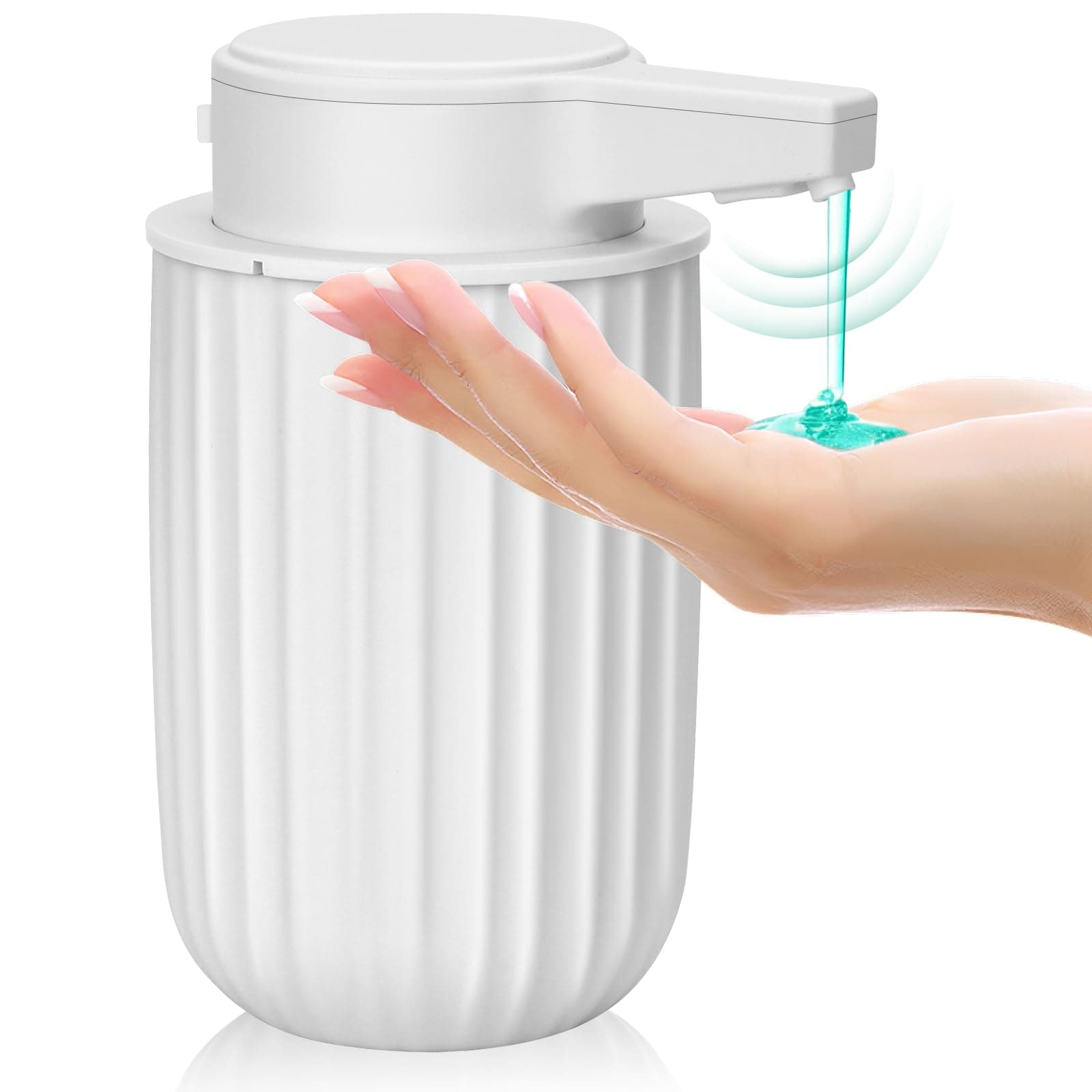 Automatic Soap Dispenser Liquid Touchless: 9oz Plastic White - Rechargeable Electric Smart 3-Level Adjustable Modern Auto Soap Dispenser - Bathroom Kitchen Hand Dish Lotion