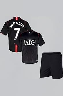 Ronaldo 7 Black Football Jersey with Set for Men & Kids